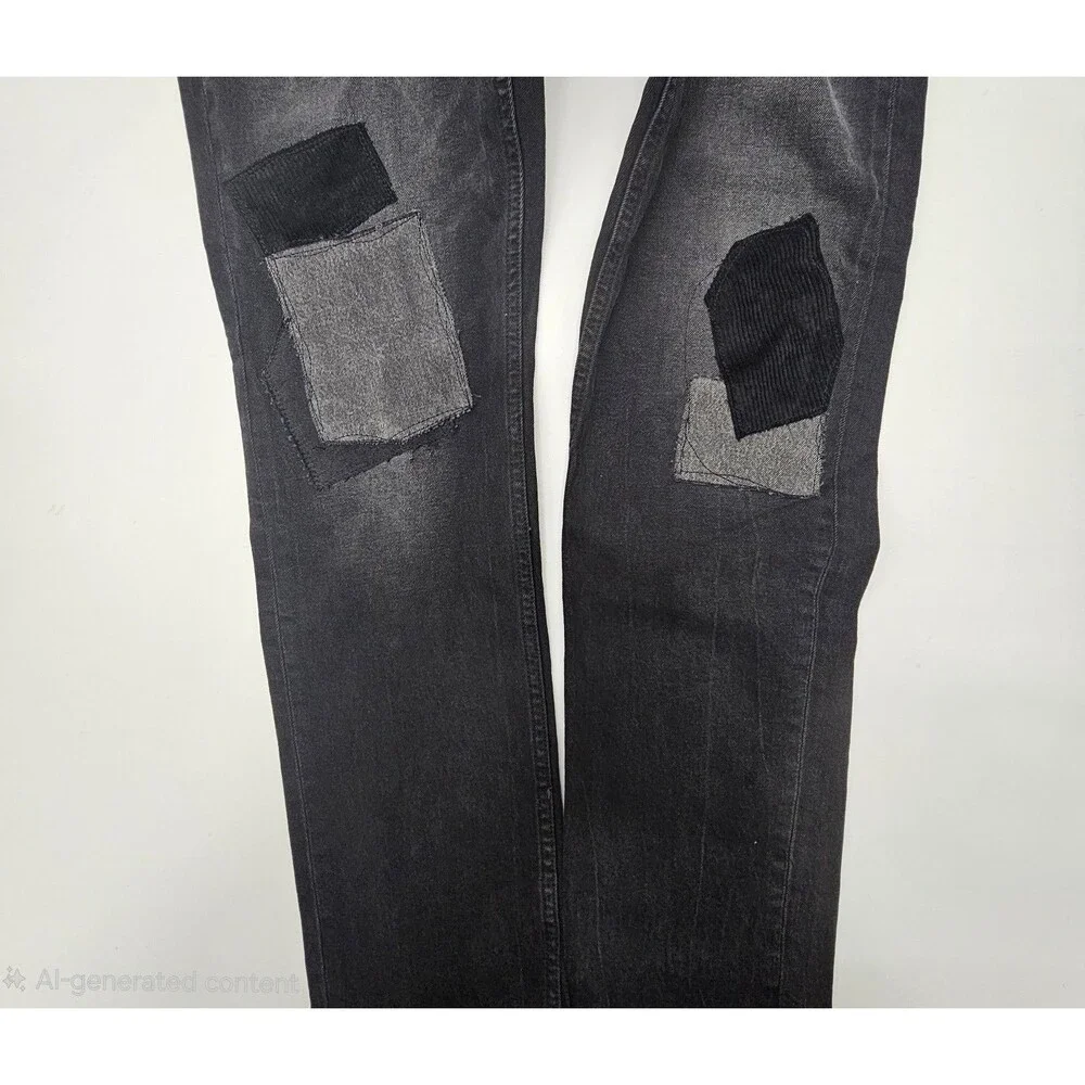 NWT Levi's 511 Slim Fit Patchwork Jeans Men's 34x32 Distressed Faded Black